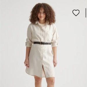 QUINCE cream linen oversized dress w/ pockets